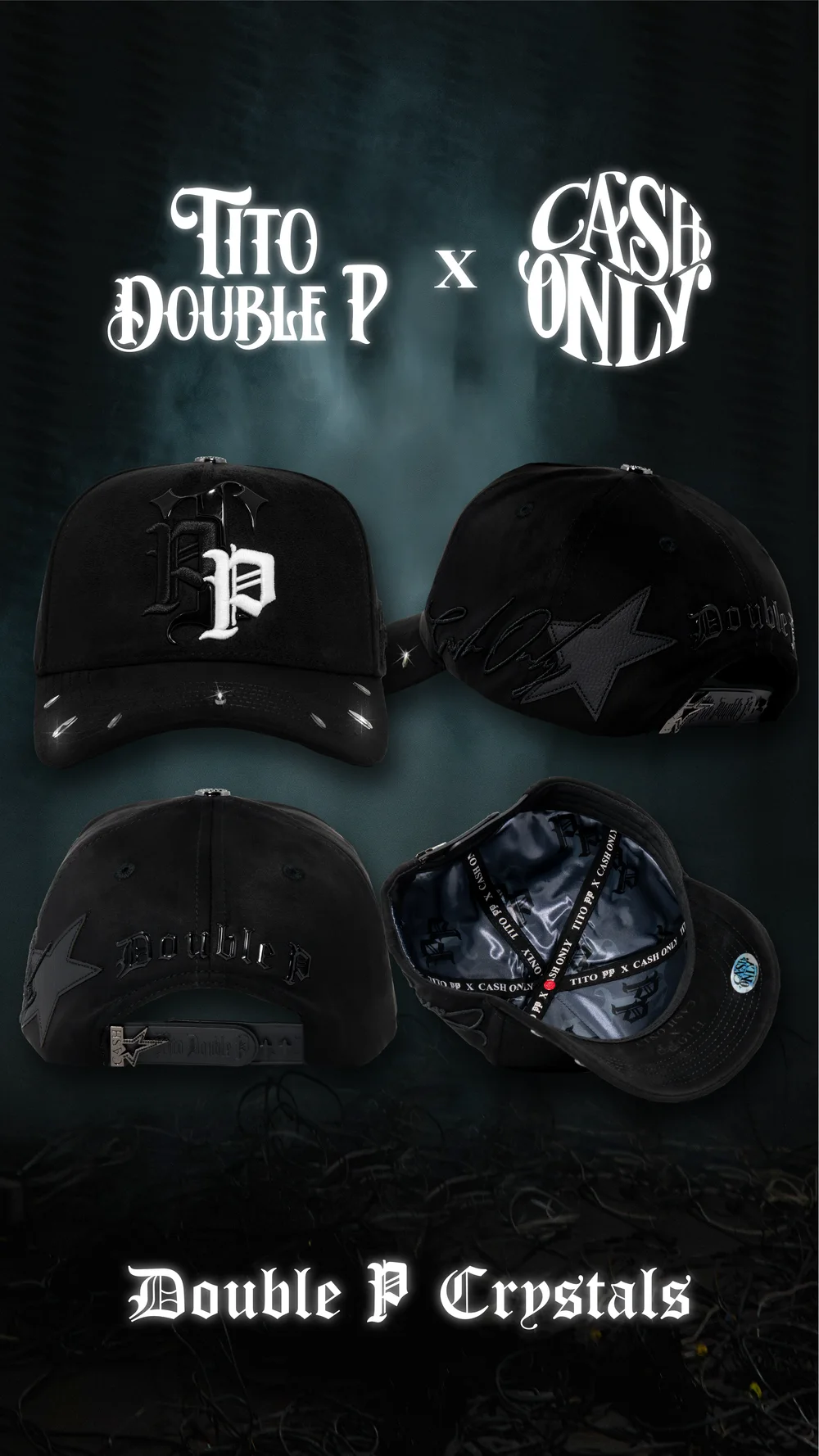 Gorra Double P Crystals, colaboración oficial Cash Only